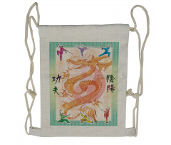 Colorful Dragon and Samurais Drawstring Backpack