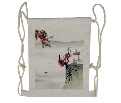 Cherry Blossoms and Boat Drawstring Backpack