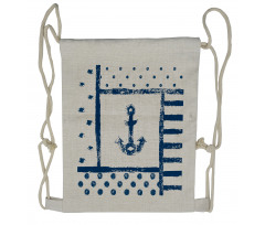 Grunge Boat Navy Theme Drawstring Backpack