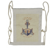 Vintage Style Anchor Sign Drawstring Backpack