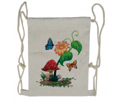 Flowering Plant Butterfly Drawstring Backpack