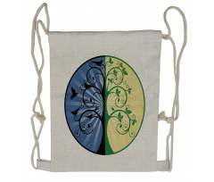 Ying Yang Tree Asian Drawstring Backpack