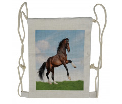 Horse Pacing on Grass Drawstring Backpack