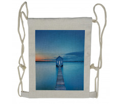 Sunrise Lakehouse Cabin Drawstring Backpack