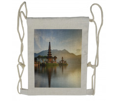 Pura Ulun Danu Building Asia Drawstring Backpack