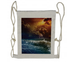 Ocean Wild Fire Waves Drawstring Backpack