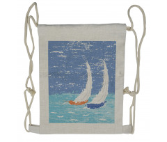 Grunge Sailboats Ocean Drawstring Backpack