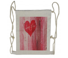 Heart on Wooden Board Drawstring Backpack