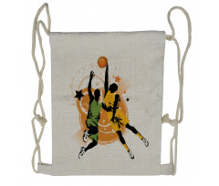 Basketball Players Art Drawstring Backpack