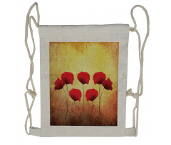 Retro Poppy Flowers Drawstring Backpack