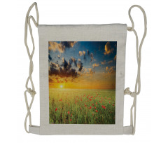 Sunset at Meadow Poppy Drawstring Backpack