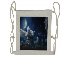 Moon Clouds Stars Night Drawstring Backpack