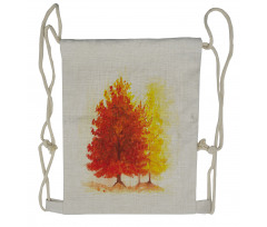 Fall Snowy Winter Pine Drawstring Backpack