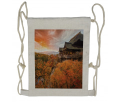 Japanese Building in Fall Drawstring Backpack