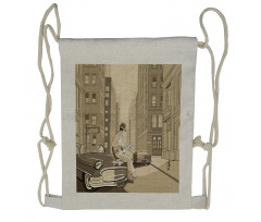 Old Street of New York Drawstring Backpack