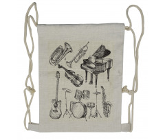 Musical Instruments Drawstring Backpack