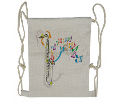 Festival Music Notes Drawstring Backpack