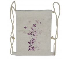 Violet Tree Blossoms Drawstring Backpack