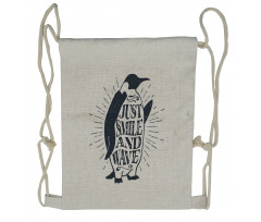 Penguin and Words Drawstring Backpack