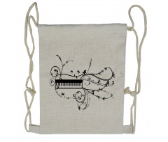 Keyboard Curlicue Motif Art Drawstring Backpack