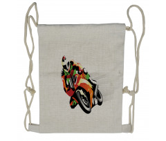Motorcycle Racer Sport Drawstring Backpack