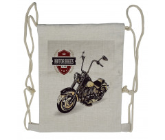 Old Classic Motorcycle Drawstring Backpack