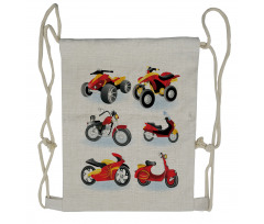 Motorcycle Hippie Drawstring Backpack