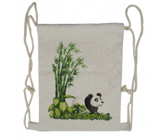 Panda Bear Bamboo Drawstring Backpack