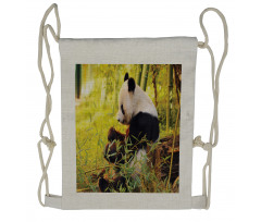 Panda Sitting in Forest Drawstring Backpack