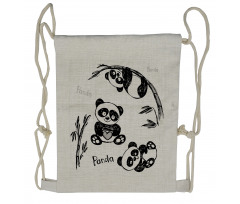 Hand Drawn Panda Poses Drawstring Backpack