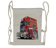 Fire Truck Rescue Team Drawstring Backpack