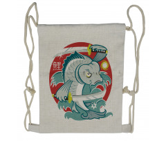 Samurai Martial Art Drawstring Backpack