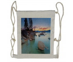 Romantic Lake Sunset Drawstring Backpack