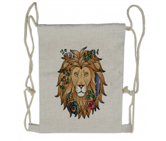 Lion with Flower Drawstring Backpack