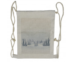 Foggy Weather Trees Drawstring Backpack