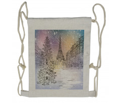 Winter Day at Paris Drawstring Backpack