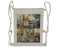 Venice Cityscape Canal Drawstring Backpack