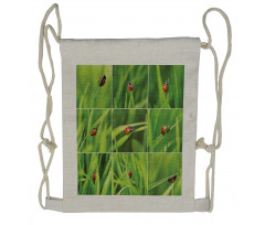 Ladybug over Fresh Grass Drawstring Backpack