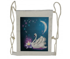 Magic Lily White Swan Drawstring Backpack