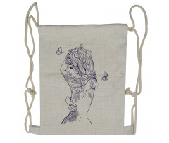 Young Girl with Tattoo Drawstring Backpack