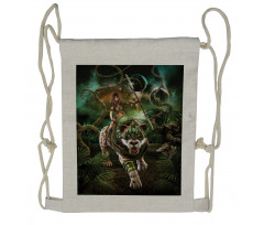 Fantasy Tiger Galaxy Drawstring Backpack