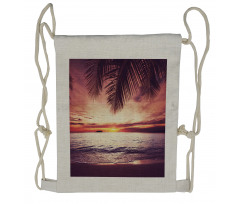 Sunset Ocean Waves Drawstring Backpack