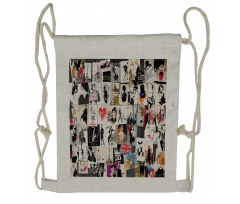 Collage Fashion Modern Drawstring Backpack