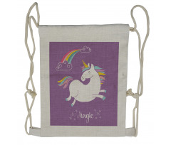 Purple Kids Rainbow Drawstring Backpack