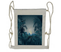 Tiger in Hazy Rainforest Drawstring Backpack