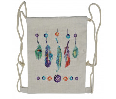 Feather Hippie Drawstring Backpack