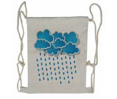 Puffy Clouds Rainy Day Drawstring Backpack