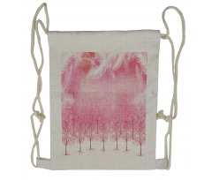 Cherry Trees Feathers Drawstring Backpack