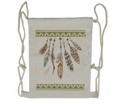 Boho Style Feather Old Drawstring Backpack