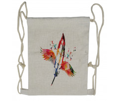 Feather with Wings Birds Drawstring Backpack